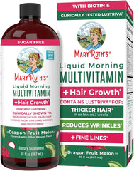 MaryRuth's Liquid Multivitamin + Hair Growth | Biotin 10000mcg | Lustriva Hair Growth Supplement | Clinically Tested in Women for Thicker Hair & Facial Wrinkle | Skin Care | Ages 18+ | 15.22 Fl Oz