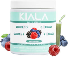 Kiala Nutrition Super Greens, Organic Greens Powder with Spirulina & Chlorella for Digestion, Gut Health, Immunity & Energy, Gluten Free, Vegan, Daily Support for Women, Tropical Splash, 30 Servings