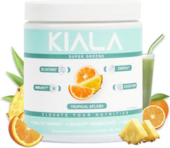 Kiala Nutrition Super Greens, Organic Greens Powder with Spirulina & Chlorella for Digestion, Gut Health, Immunity & Energy, Gluten Free, Vegan, Daily Support for Women, Tropical Splash, 30 Servings