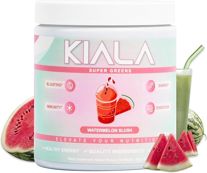 Kiala Nutrition Super Greens, Organic Greens Powder with Spirulina & Chlorella for Digestion, Gut Health, Immunity & Energy, Gluten Free, Vegan, Daily Support for Women, Tropical Splash, 30 Servings